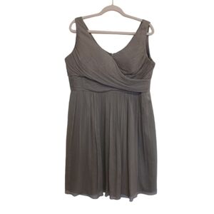 J. CREW HEIDI GRAY SILK MIDI FORMAL CHIFFON LUXURY LINED FLIRTY DRESS